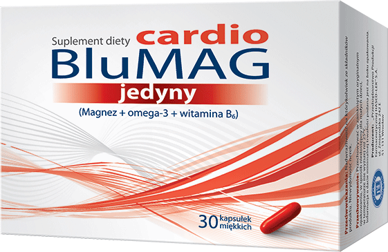 BluMag Cardio jedyny kapsułki z magnezem witaminą B6 i kawsami omega-3, 30 szt.