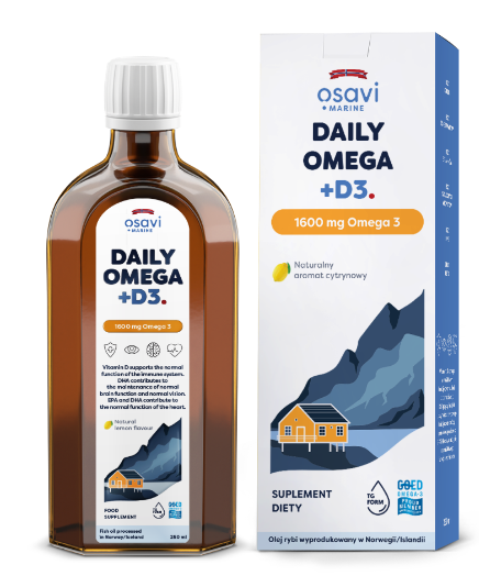 Osavi Daily Omega + D3 1600 mg 250 ml, aromat cytrynowy