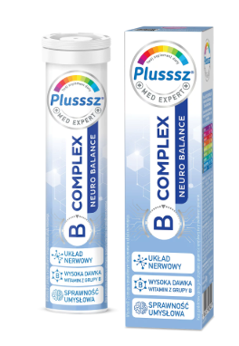 Plusssz B-Complex Neuro Balance, 20 tabletek musujących o smaku pomarańcza-brzoskwinia
