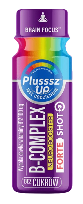 Plusssz Up B-Complex Neuro Booster Forte, shot o smaku malinowym, 50 ml