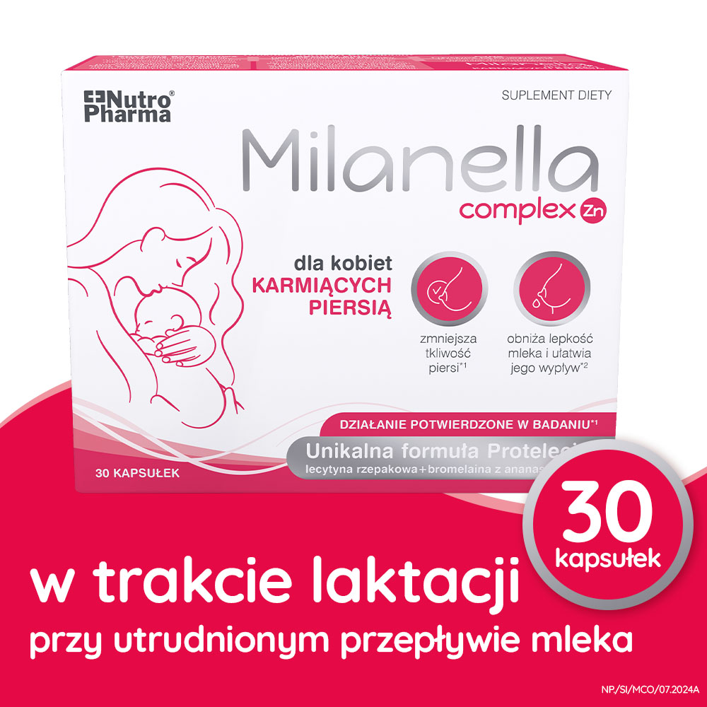 Milanella Complex, kapsułek ze składnikami wspomagającymi laktację, 30 szt.