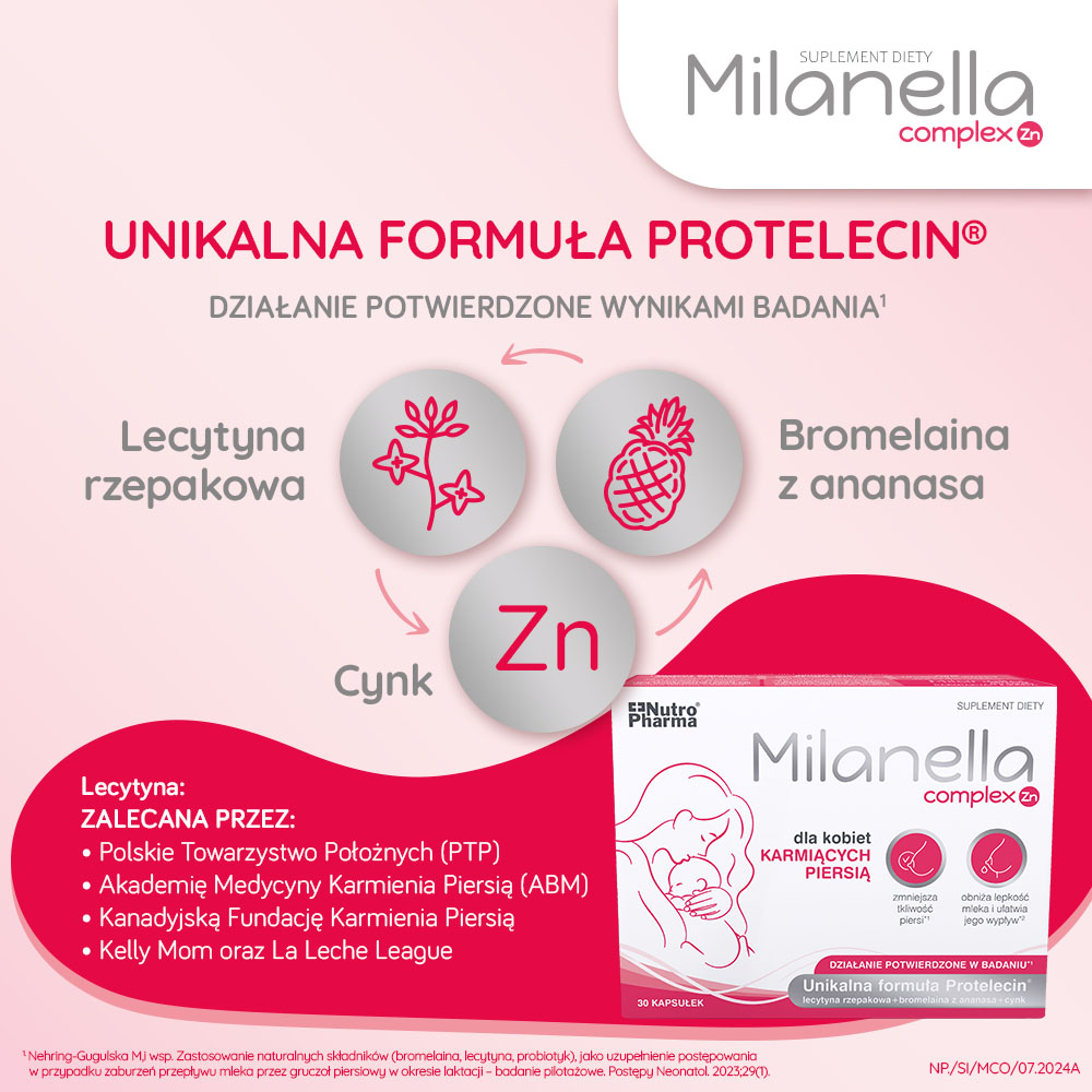 Milanella Complex, kapsułek ze składnikami wspomagającymi laktację, 30 szt.