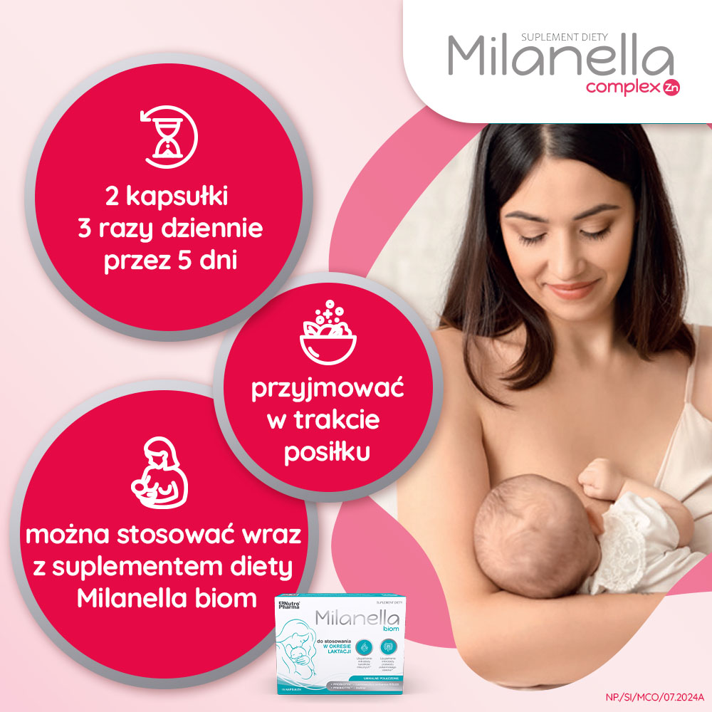 Milanella Complex, kapsułek ze składnikami wspomagającymi laktację, 30 szt.