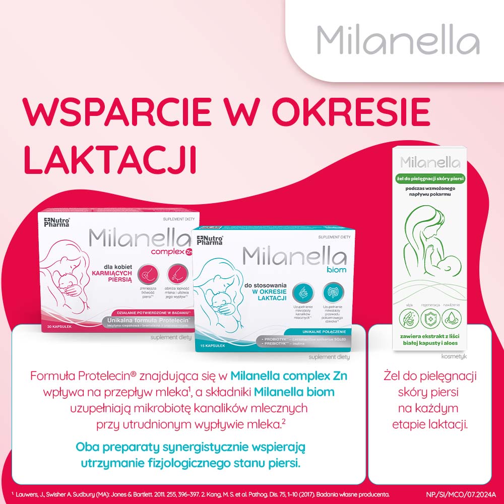 Milanella Complex, kapsułek ze składnikami wspomagającymi laktację, 30 szt.