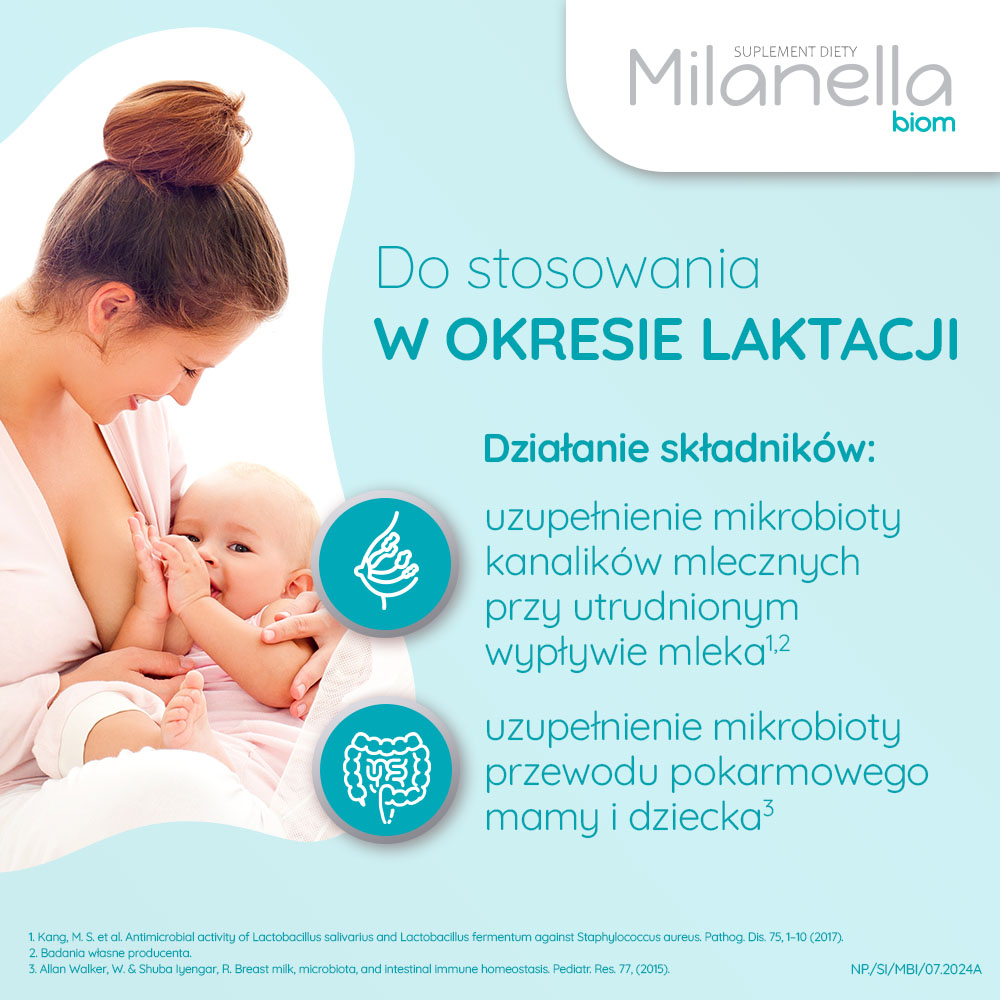 Milanella Biom, probiotyk dla kobiet karmiących piersią, 15 szt.
