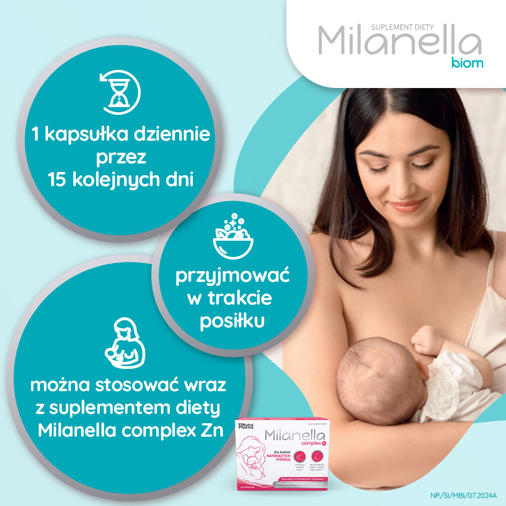 Milanella Biom, probiotyk dla kobiet karmiących piersią, 15 szt.
