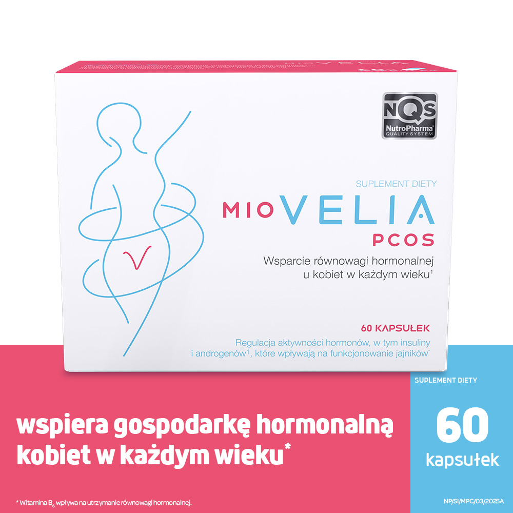Miovelia PCOS , kapsułki ze składnikami wspomagającymi gospodarkę hormonalną u kobiet, 60 szt.