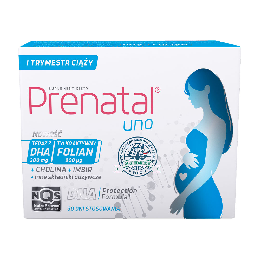 Prenatal UNO, kapsułki zawierające witaminy z DHA dla kobiet w 1. trymestrze ciąży, 30 kaps. + 30 kaps.