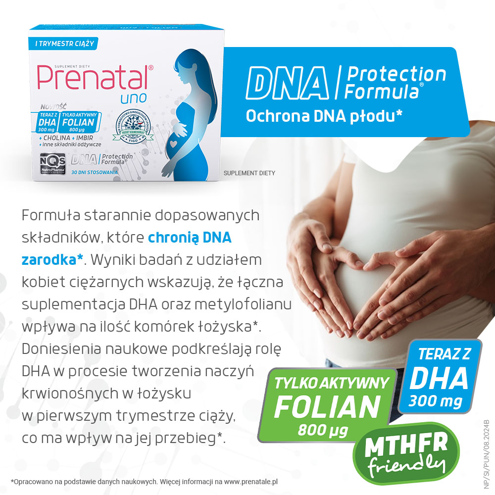 Prenatal UNO, kapsułki zawierające witaminy z DHA dla kobiet w 1. trymestrze ciąży, 30 kaps. + 30 kaps.