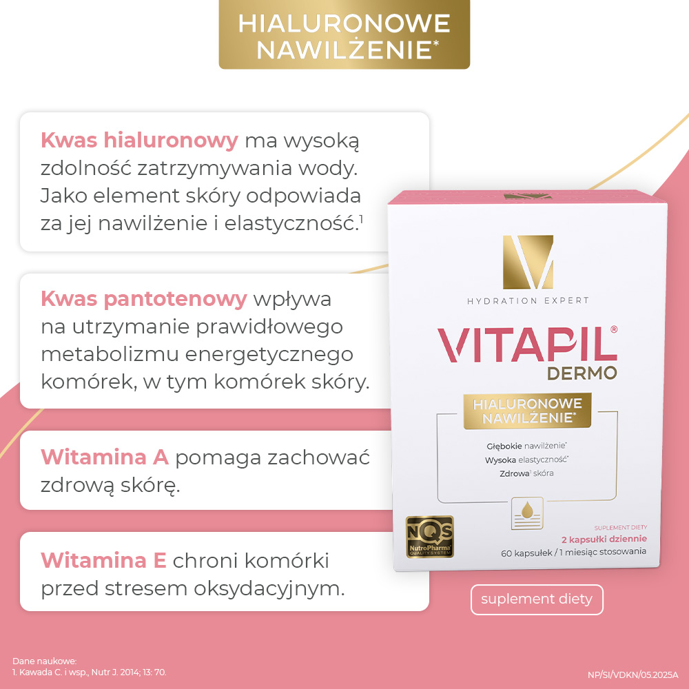 VITAPIL DERMO Hialuronowe nawilżenie, 60 kapsułek