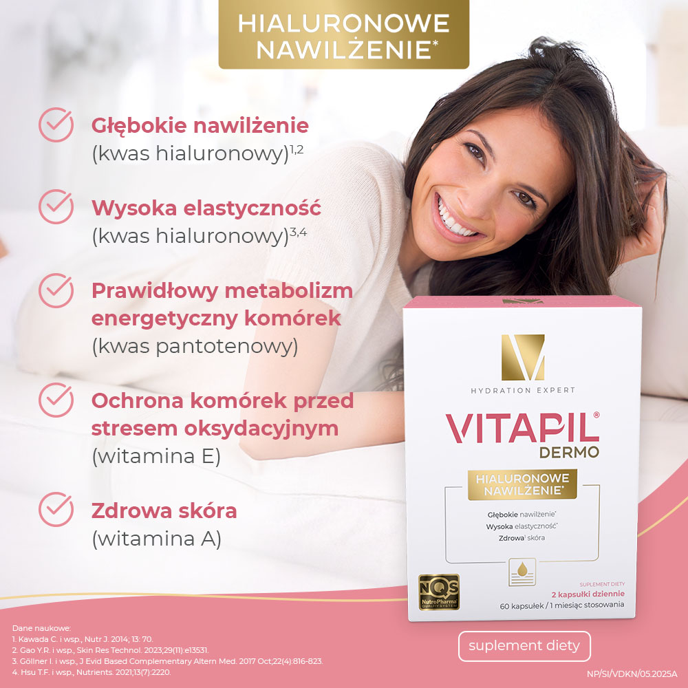 VITAPIL DERMO Hialuronowe nawilżenie, 60 kapsułek
