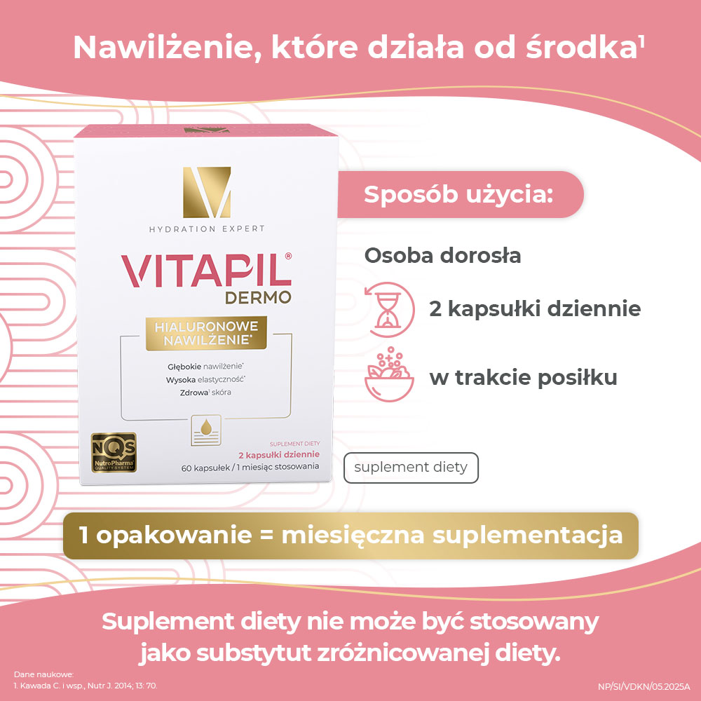 VITAPIL DERMO Hialuronowe nawilżenie, 60 kapsułek