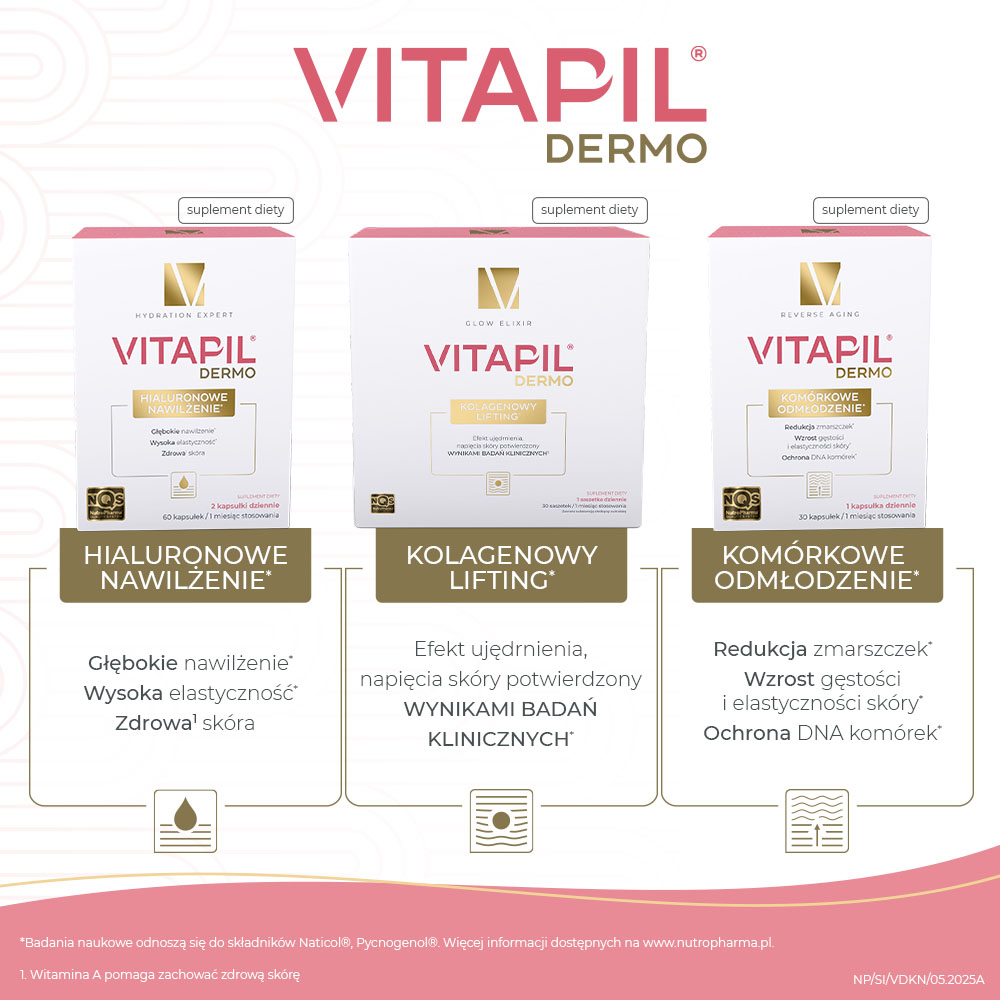 VITAPIL DERMO Hialuronowe nawilżenie, 60 kapsułek