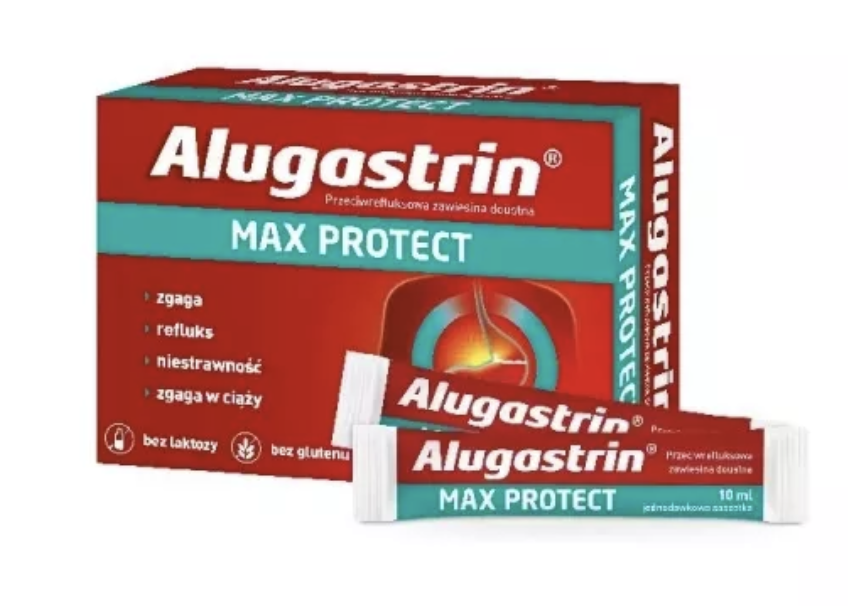 Alugastrin Max Protect, zawiesina doustna, 10 saszetek