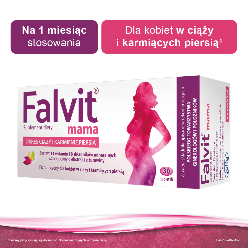 Falvit Mama , tabletki przeznaczone dla kobiet w ciąży i karmiących piersią, 30 szt.