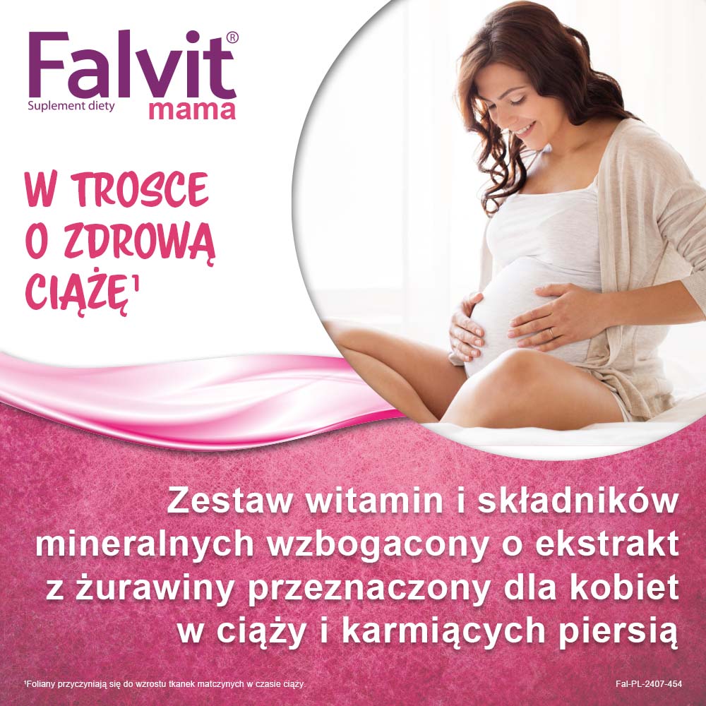 Falvit mama, tabletki z zestawem składników i witamin dla kobiet w ciąży i karmiących, 60 szt.