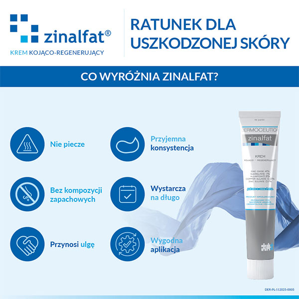 Zinalfat, krem łagodzący podrażnienia skóry, przyspieszający regenerację naskórka, tuba 50 ml
