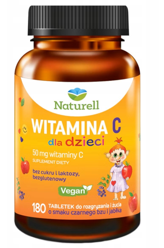 Naturell Witamina C, tabletek do rozgryzania i żucia dla dzieci, 180 szt.