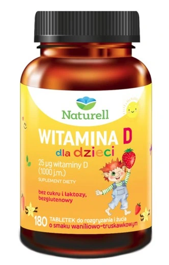 Naturell Witamina D, dla dzieci, 180 tabletek do żucia