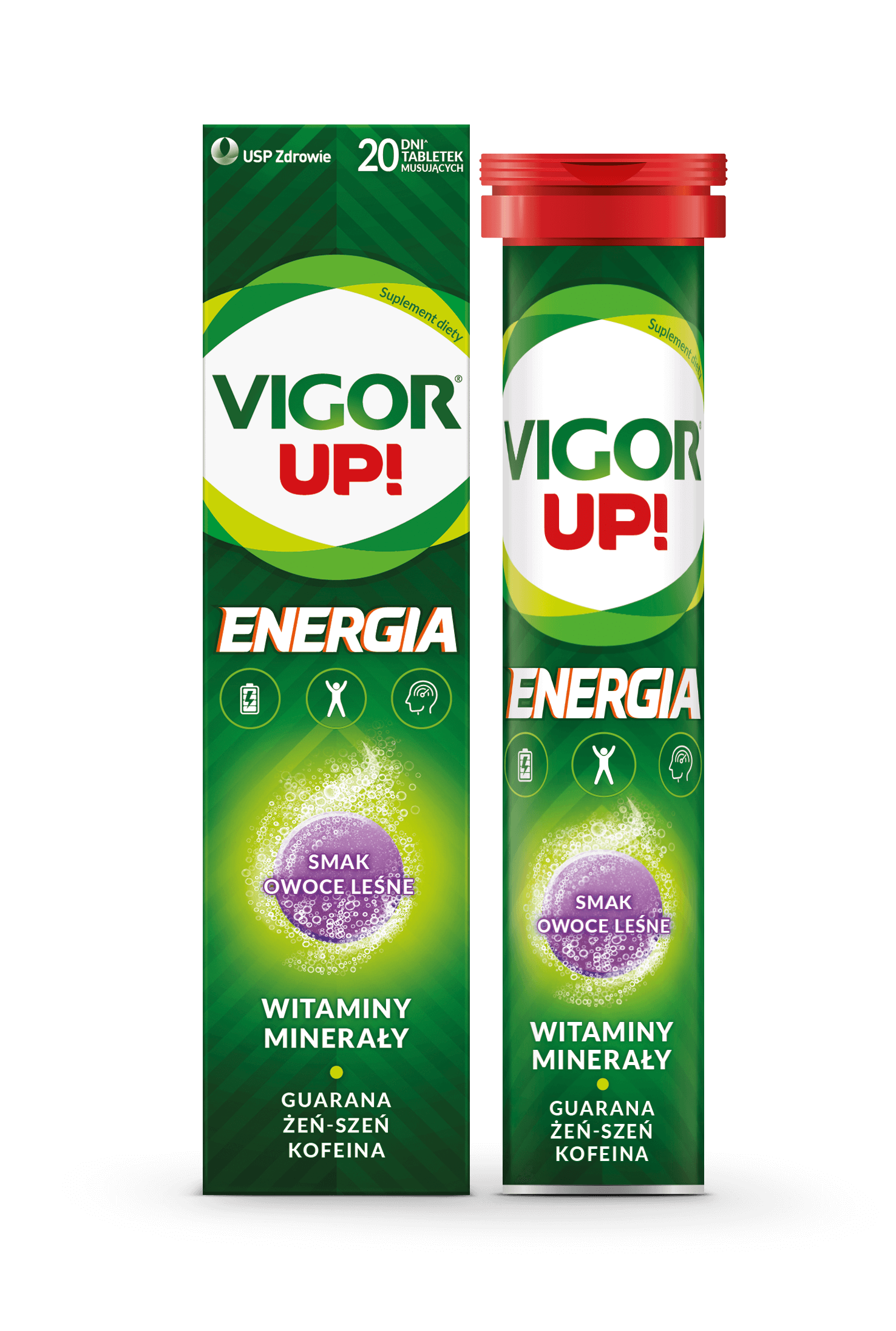 Vigor Up! Energia, 20 tabletek musujących, owoce leśne
