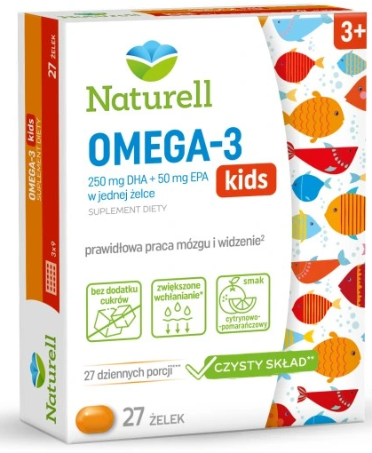 Naturell Omega-3 kids, żelki, bez cukru, 27 szt.