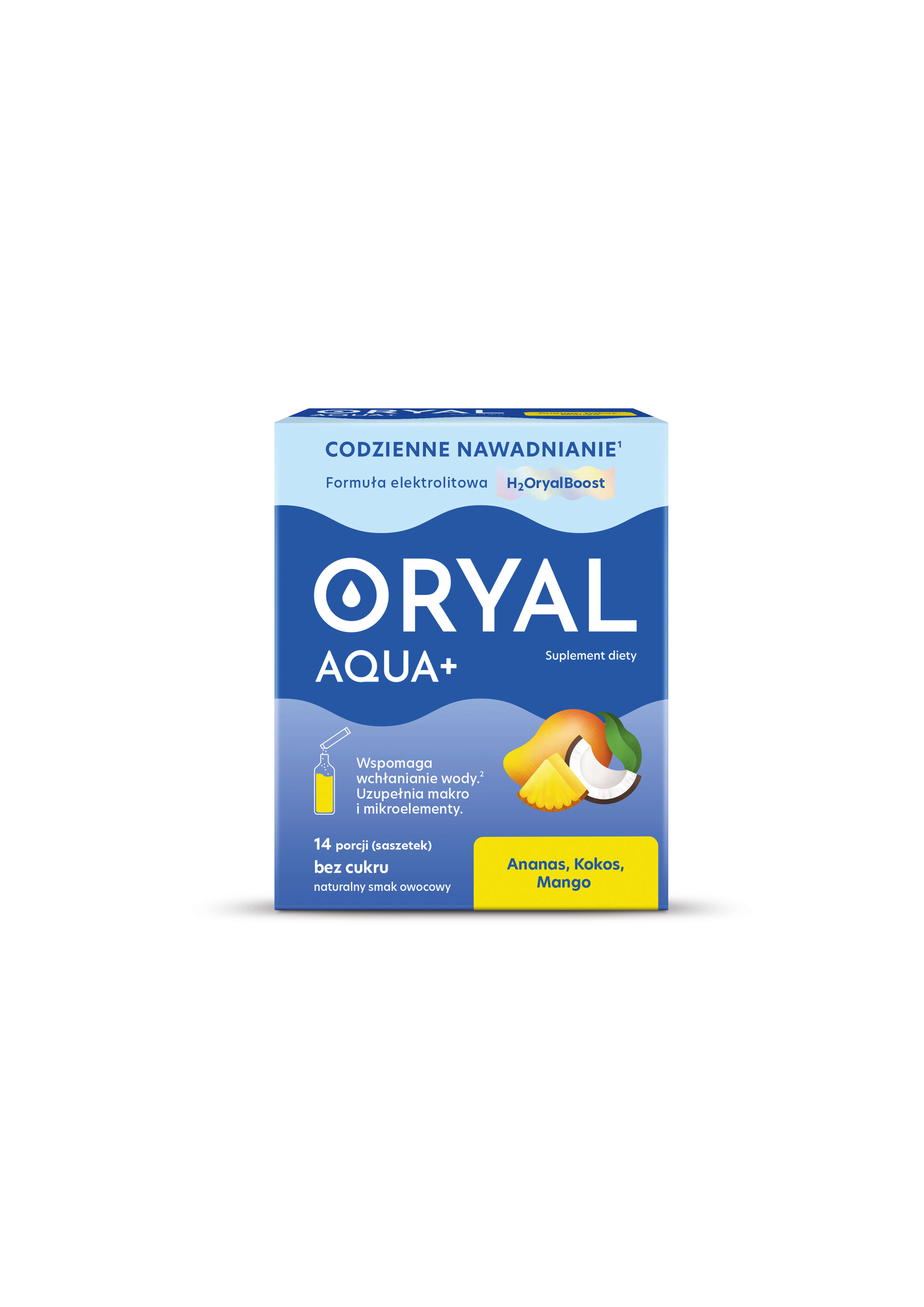 Oryal Aqua+, ananas, kokos, mango, 14 saszetek