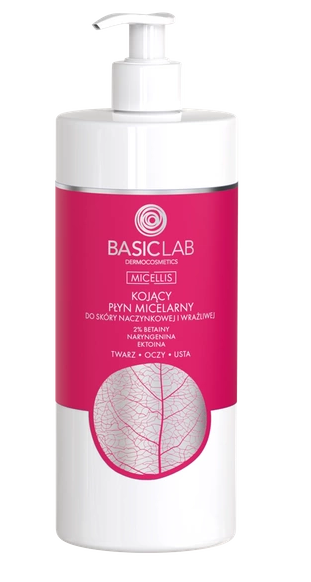 BasicLab, kojący płyn micelarny do skóry naczynkowej i wrażliwej, 500 ml