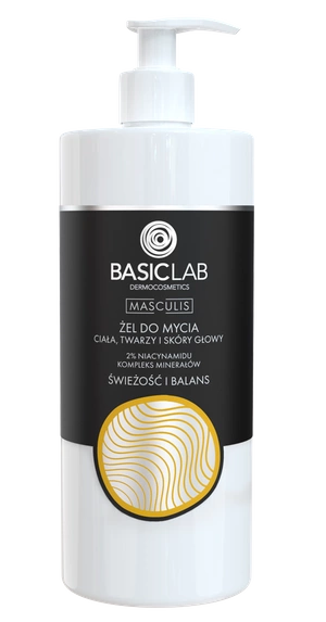 BasicLab, żel do mycia ciała, twarzy i skóry głowy, 500 ml
