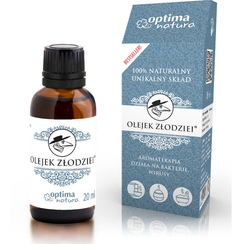 Olejek Złodziei, naturalny, eteryczny działa na bakterie, wirusy, roztocza i owady, 20 ml