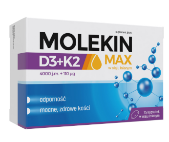 Molekin Max D3+K2 w oleju lnianym, 75 kapsułek