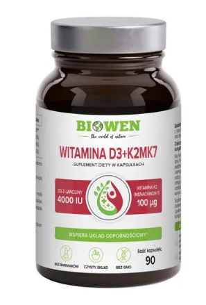 BIOWEN Witaminy D3 + K2 MK7, 90 kapsułek