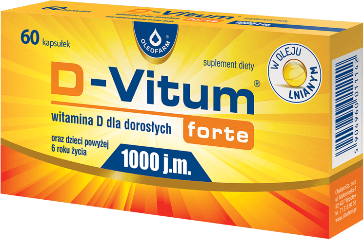 D-Vitum forte 1000 j.m., kapsułki z witaminą D, 60 szt.