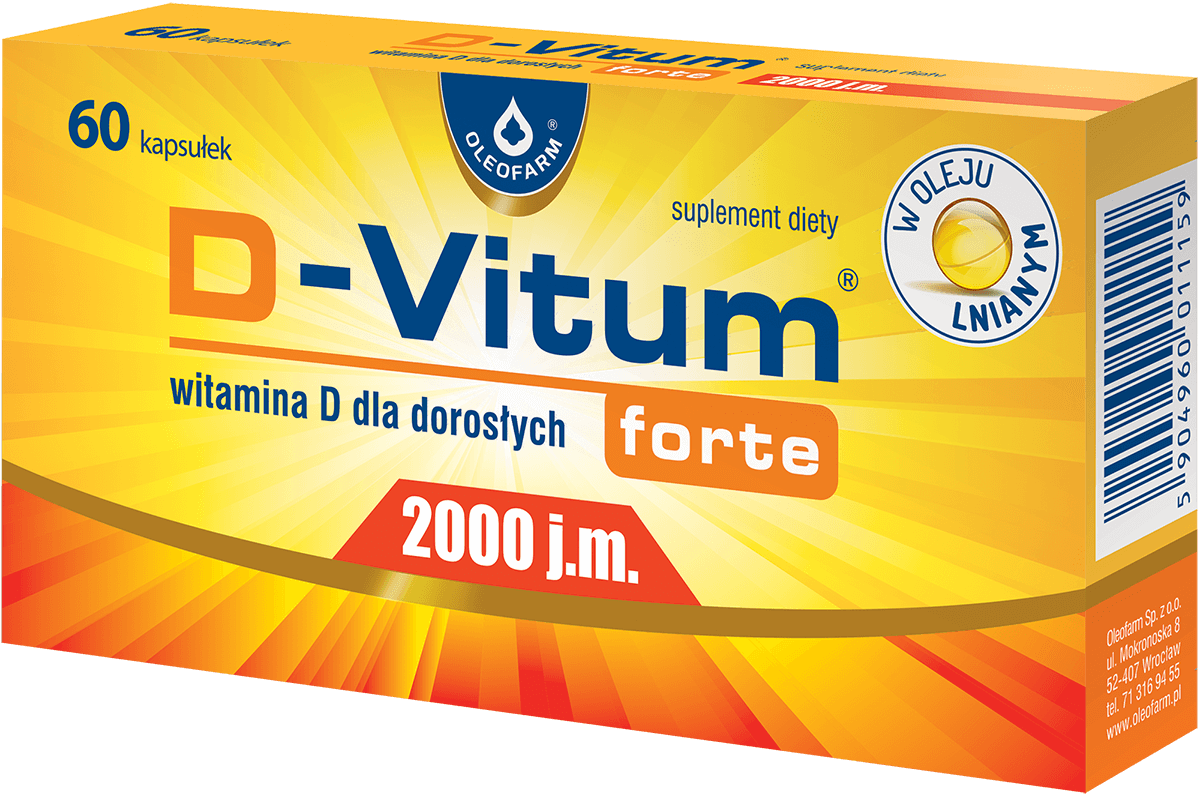 D-Vitum forte 2000 j.m., kapsułki z witaminą D, 60 szt.