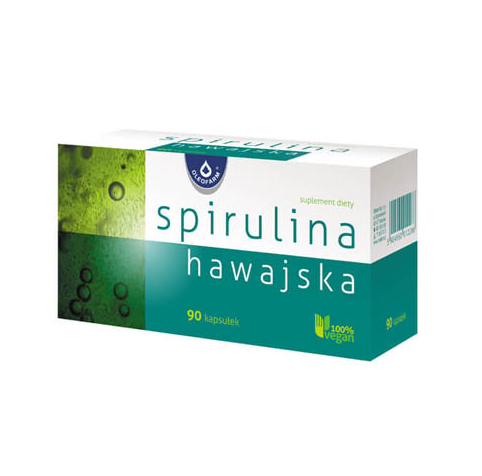 Spirulina Hawajska, kapsułki ze składnikami uzupełniającymi dietę w białko, 90 szt.