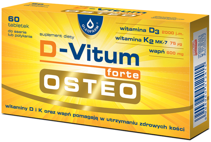 D-Vitum Forte Osteo, tabletki do ssania wzmacniające kości, 60 szt. KRÓTKA DATA 31.01.2026