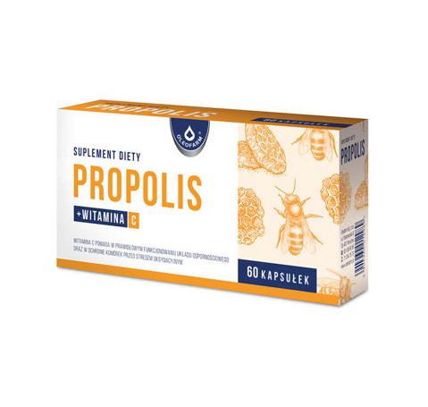 Propolis kapsułki z witaminą C oraz kitem pszczelim, 60 szt.