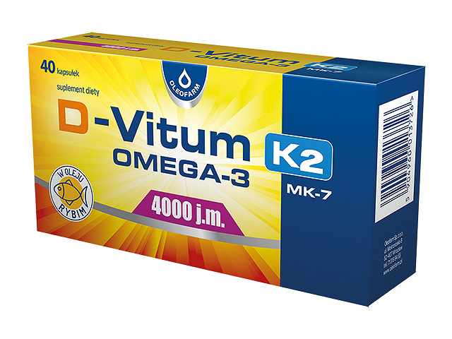 D-Vitum 4000 j.m. kapsułki z witaminą D, K2, Omega-3 i MK-7, 40 szt.