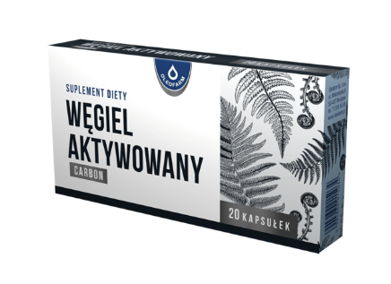Węgiel aktywowany, kapsułki ze składnikami wspomagającymi układ trawienny, 20 szt.