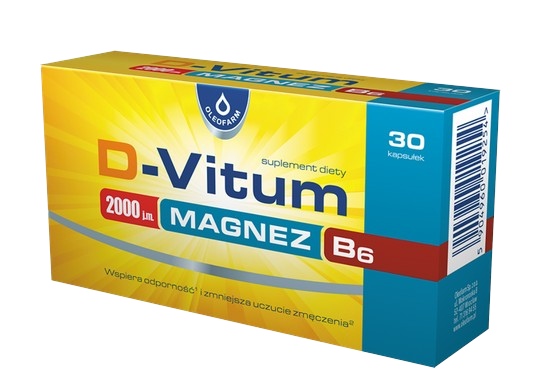 D-Vitum 2000 j.m. Magnez B6, 30 kapsułek