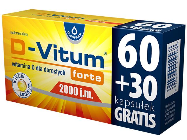 D-Vitum Forte 2000 j.m. , kapsułki z witaminą D i olejem lnianym, 90 szt.