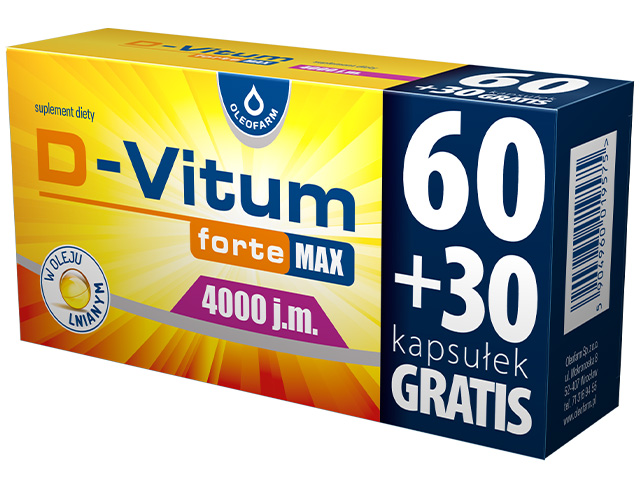 D-Vitum forte Max 4000 j.m. , kapsułki z witaminą D i olejem lnianym, 90 szt.