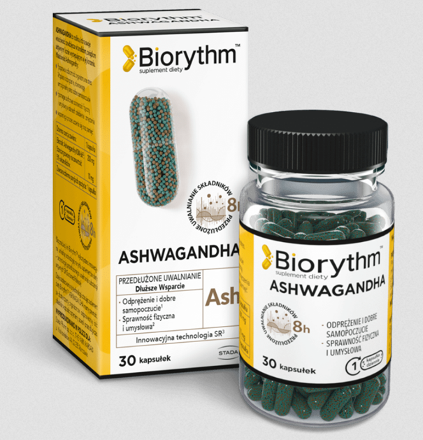 Biorythm Ashwagandha, kapsułki o przedłużonym uwalnianiu ze składnikami wspierającymi odporność, 30 szt.