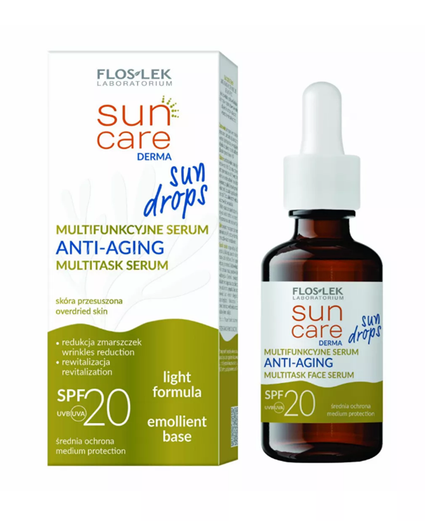 Flos-Lek Sun Care Derma Sun Drops, serum anti-aging do przesuszonej skóry, 30 ml
