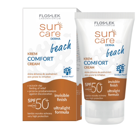 Flos-Lek Sun Care Derma Comfort Beach, krem do twarzy i ciała, SPF 50+, 50ml