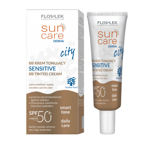 Flos-Lek Sun Care Derma City, krem tonujący sensitive, SPF 50+,30 ml