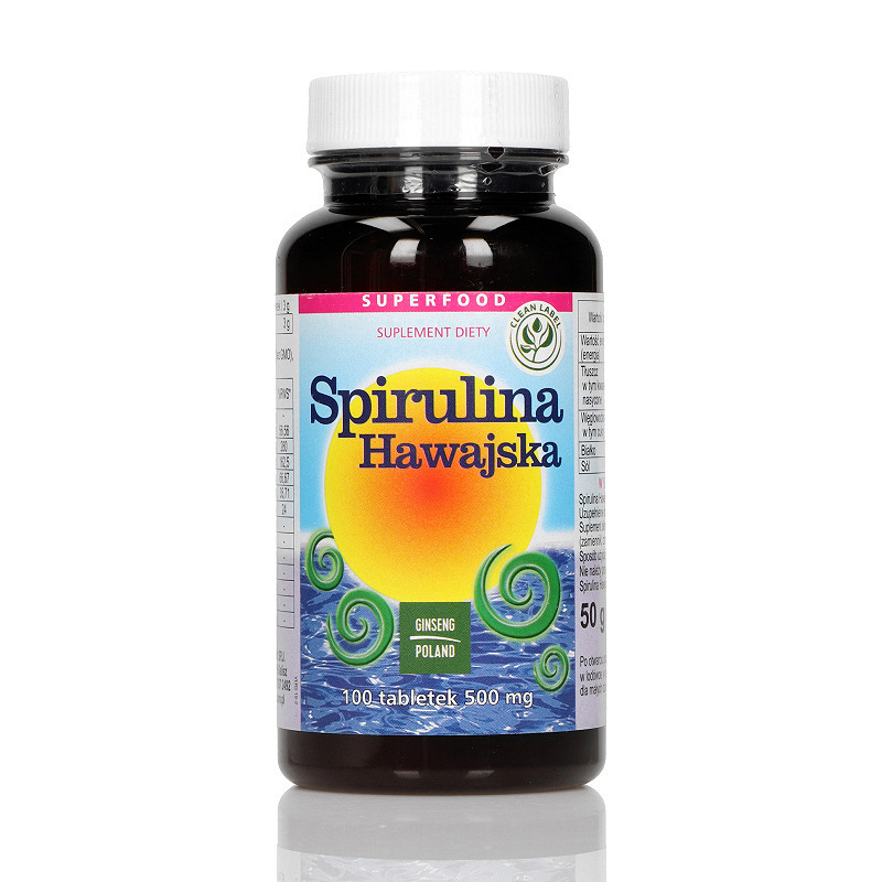 Spirulina Hawajska tabletki ze składnikami uzupełniającymi dietę w białko, 100 szt.