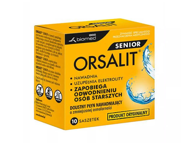 ORSALIT Senior, doustny płyn nawadniający dla osób starszych, 10 sasz.