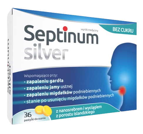 Septinum Silver Bez Cukru, pastylki do ssania, 36 sztuk
