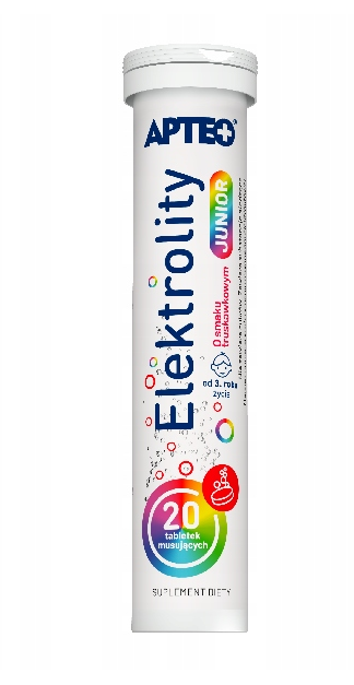 Elektrolity Junior, tabletki musujące ze składnikami na utrzymanie równowagi elektrolitowej dla dzieci, 20 szt.