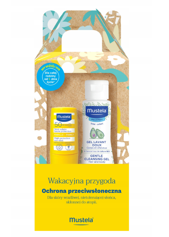 Mustela Wakacyjna Przygoda, żel do mycia + sztyft do opalania